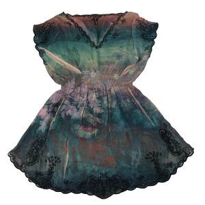 mushka by sienna rose babydoll sheer top Butterfly Print Embroidered Medium